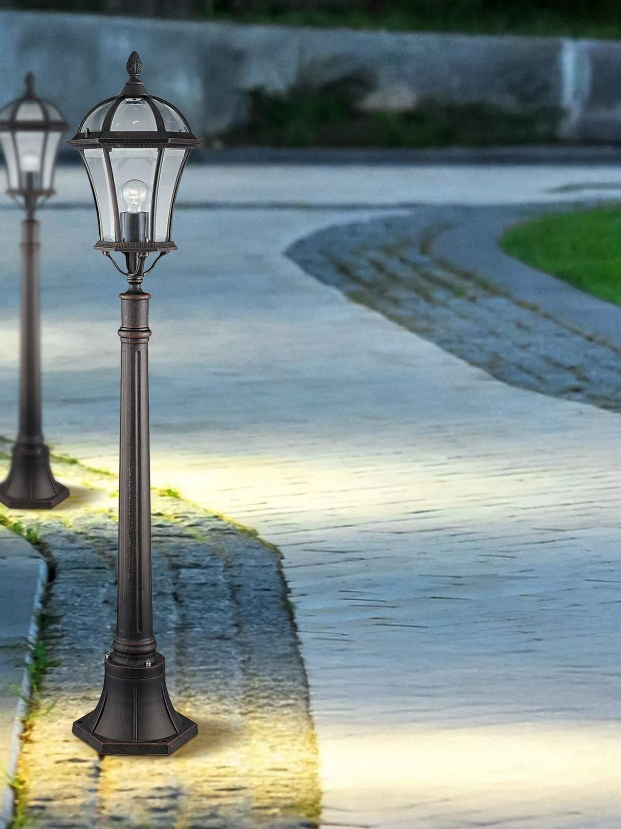 Searchlight Capri Rustic Brown Outdoor Post Lamp