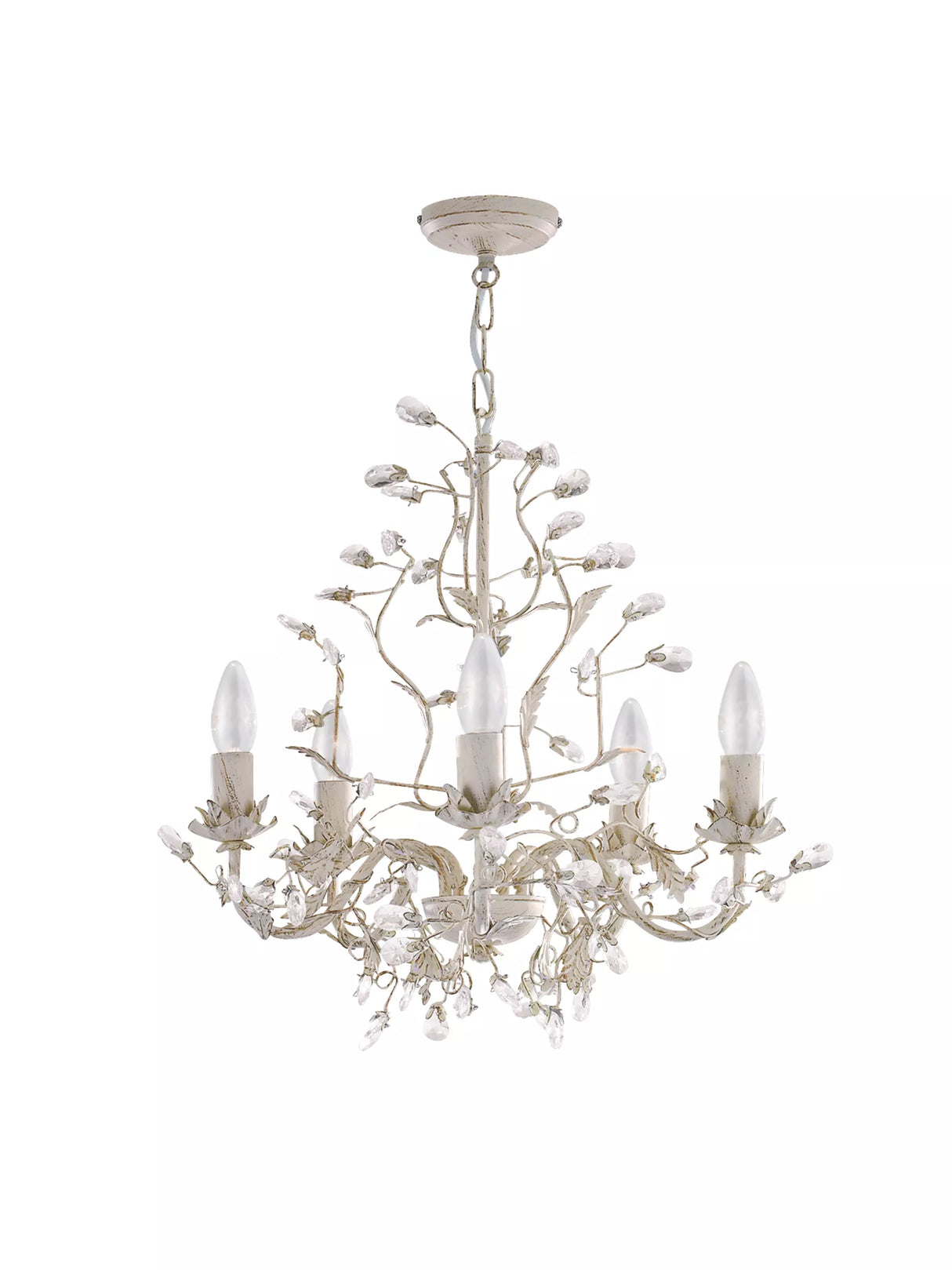Searchlight Almandite Cream Gold 5 Light Chandelier Crystal