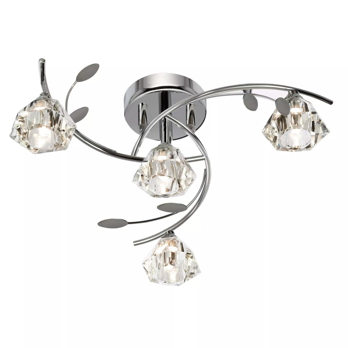 Searchlight Sierra Chrome 4 Light Semi Flush Sculptured Glass Shades