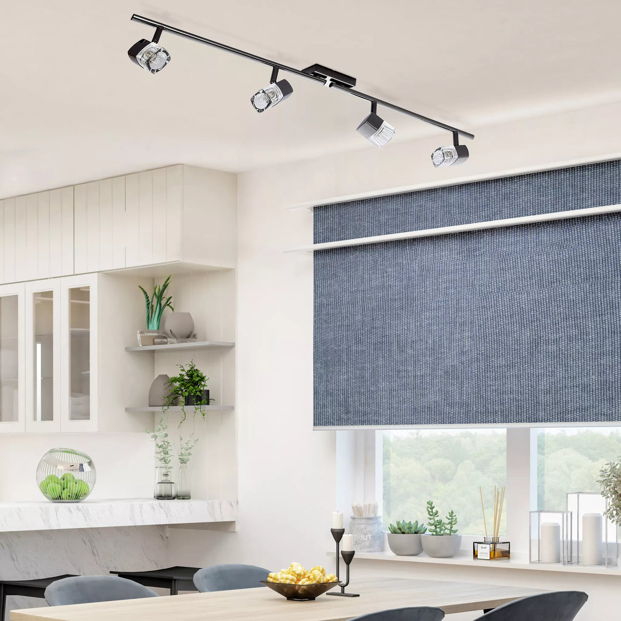 Searchlight Blocs Black Chrome 4 Light Adjustable Bar Spotlight With Ice Cube Glass (9884BC)