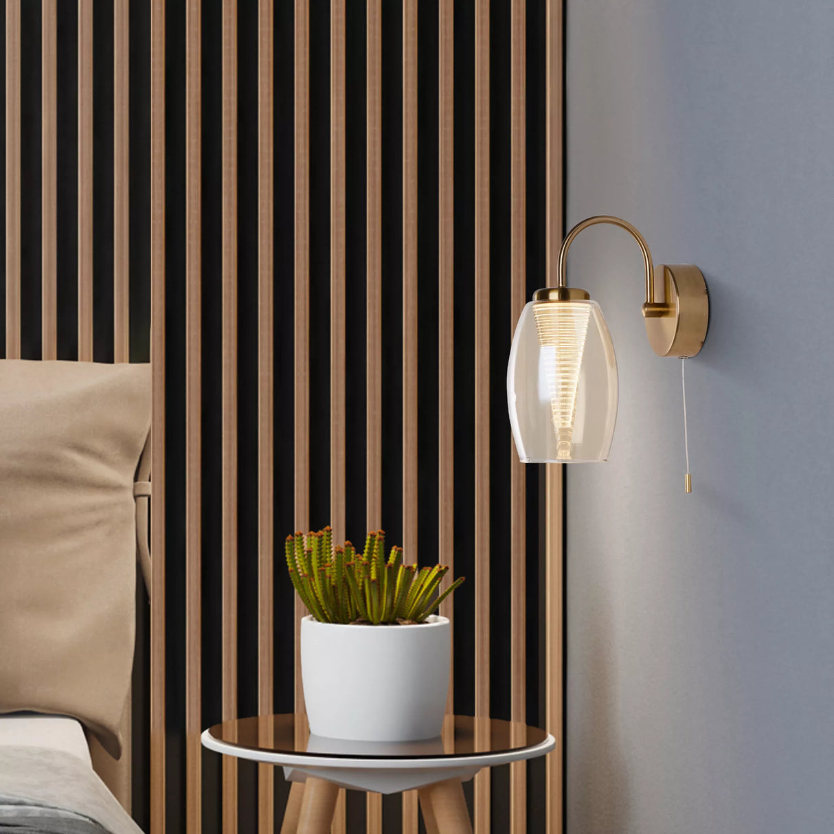Cyclone Wall Light - Bronze Metal & Champagne Glass