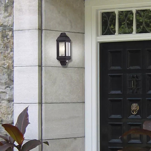 Searchlight Black IP44 Cast Aluminium Outdoor Flush Light With Clear Glass