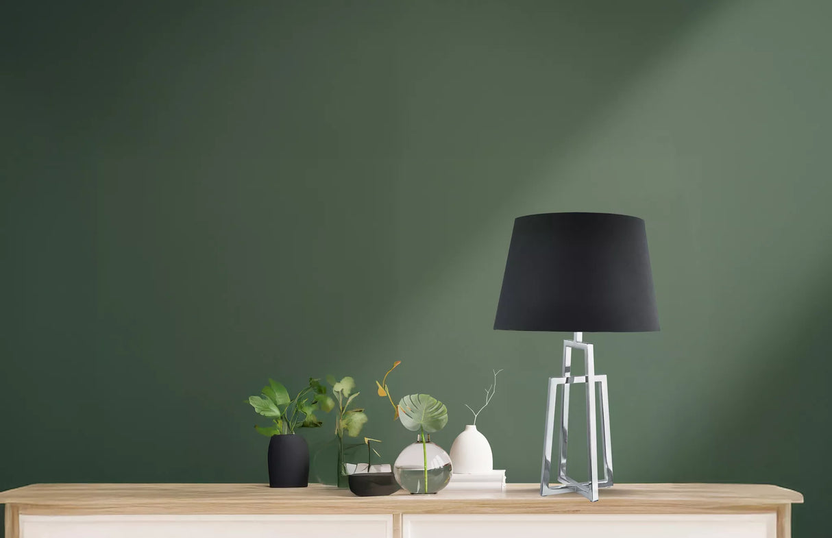 York Table Lamp - Chrome Base & Black Tapered Shade