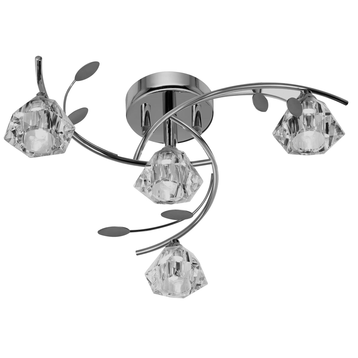 Searchlight Sierra Chrome 4 Light Semi Flush Sculptured Glass Shades