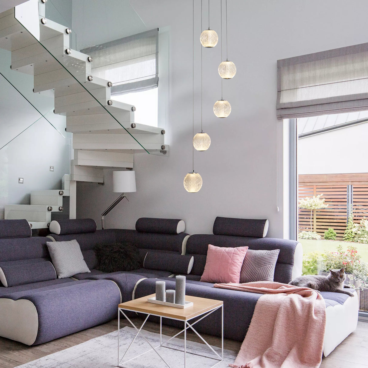 Allure 5Lt Multi-Drop Pendant - Chrome Metal & Clear Acrylic
