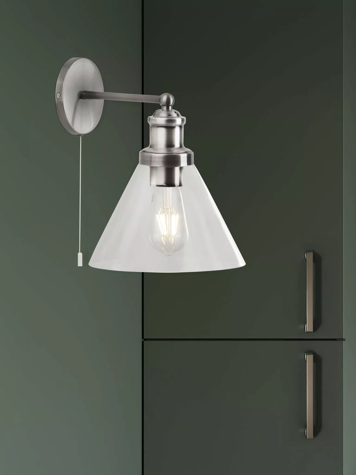 Searchlight Pyramid Wall Light - SS| Clear Glass Shade