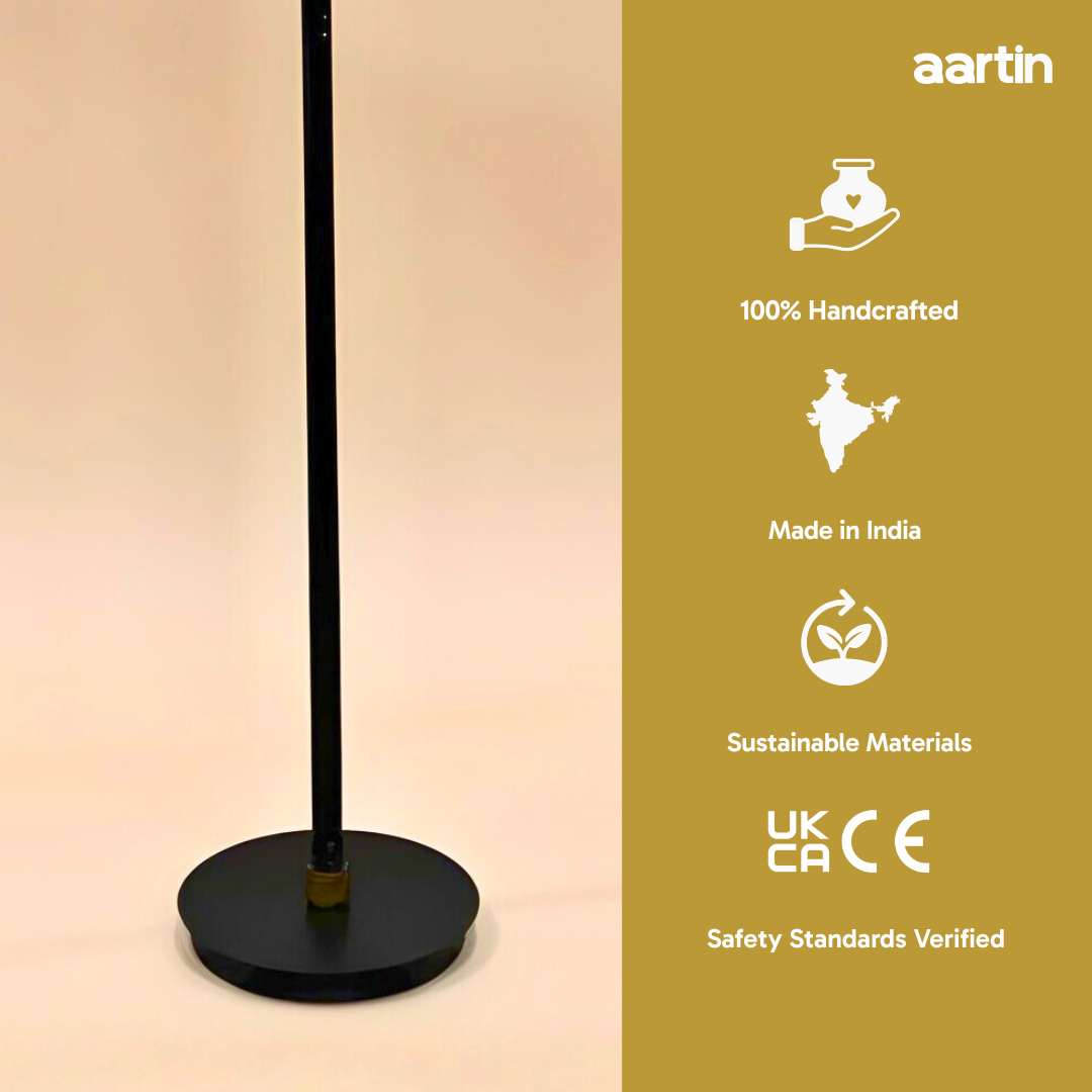 AARTIN GAMA FLOOR LAMP IN ANTIQUE BRASS & MATTE BLACK (BASE ONLY)