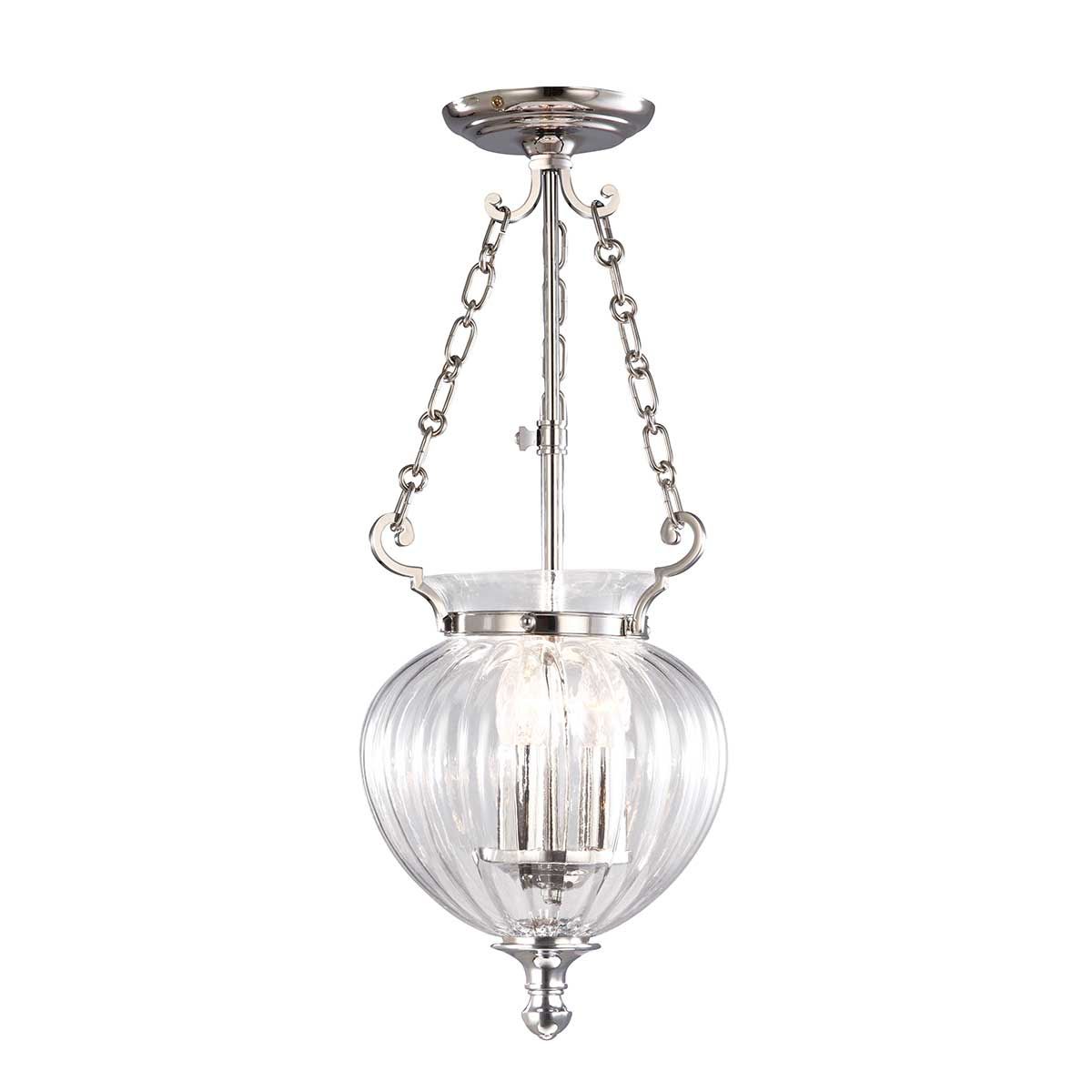 Finsbury Park 3 Light small Pendant - Polished Nickel - Comet Lighting