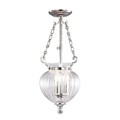 Finsbury Park 3 Light small Pendant - Polished Nickel - Comet Lighting