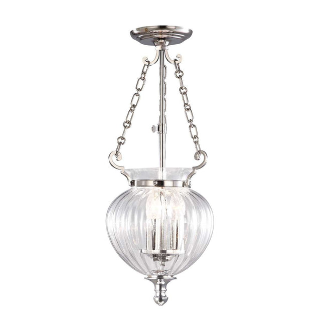 Finsbury Park 3 Light small Pendant - Polished Nickel - Comet Lighting