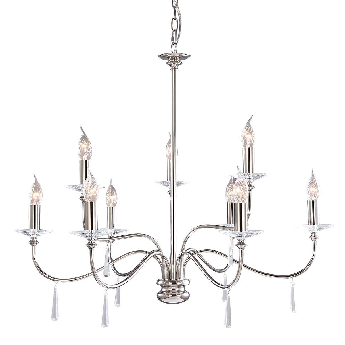 Finsbury Park 9-Light Chandelier Polished Nickel - Comet Lighting