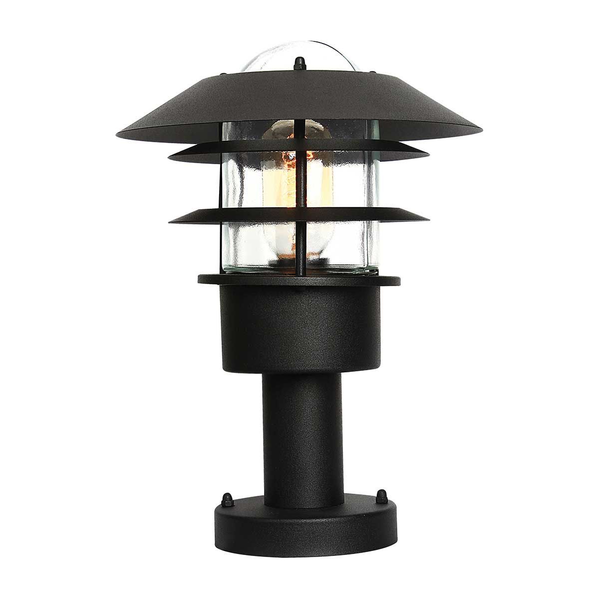 Helsingor 1 Light Pedestal Lantern - Black - Comet Lighting
