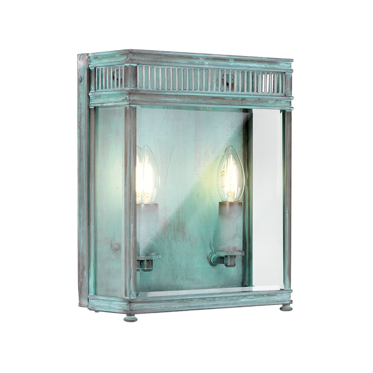 Holborn 2 Light Medium Half Lantern Verdigris - Comet Lighting