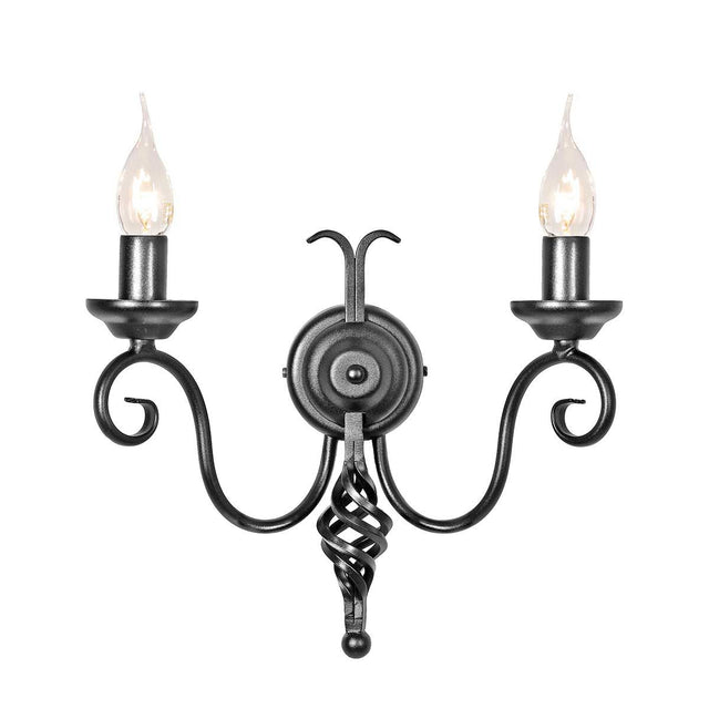 Harlech 2 Light Wall Light - Black - Comet Lighting