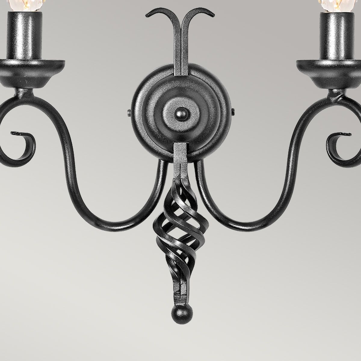 Harlech 2 Light Wall Light - Black - Comet Lighting
