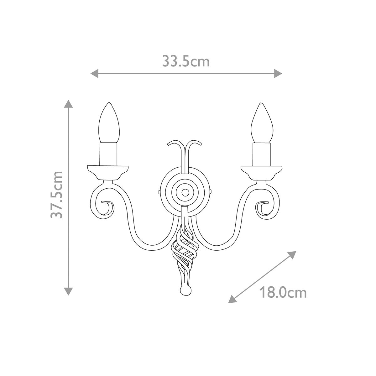 Harlech 2 Light Wall Light - Black - Comet Lighting