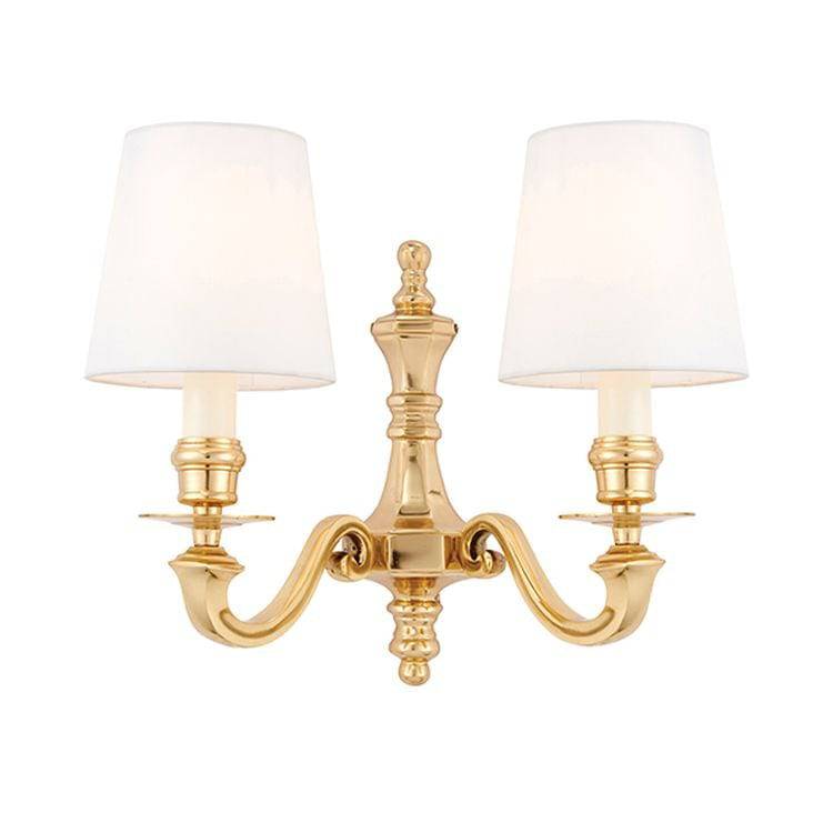 Fenbridge Twin Wall Light & White Silk Shades - Comet Lighting