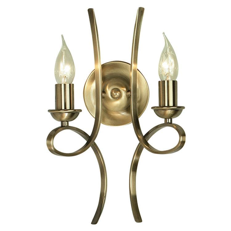 Penn Brushed Brass Twin Wall Light - Comet Lighting