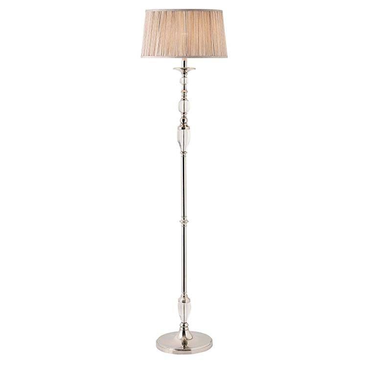 Polina Nickel Floor Lamp & Beige Shade - Comet Lighting