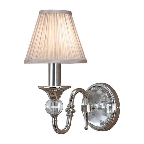 Polina Nickel Single Wall Lamp & Beige Shade - Comet Lighting