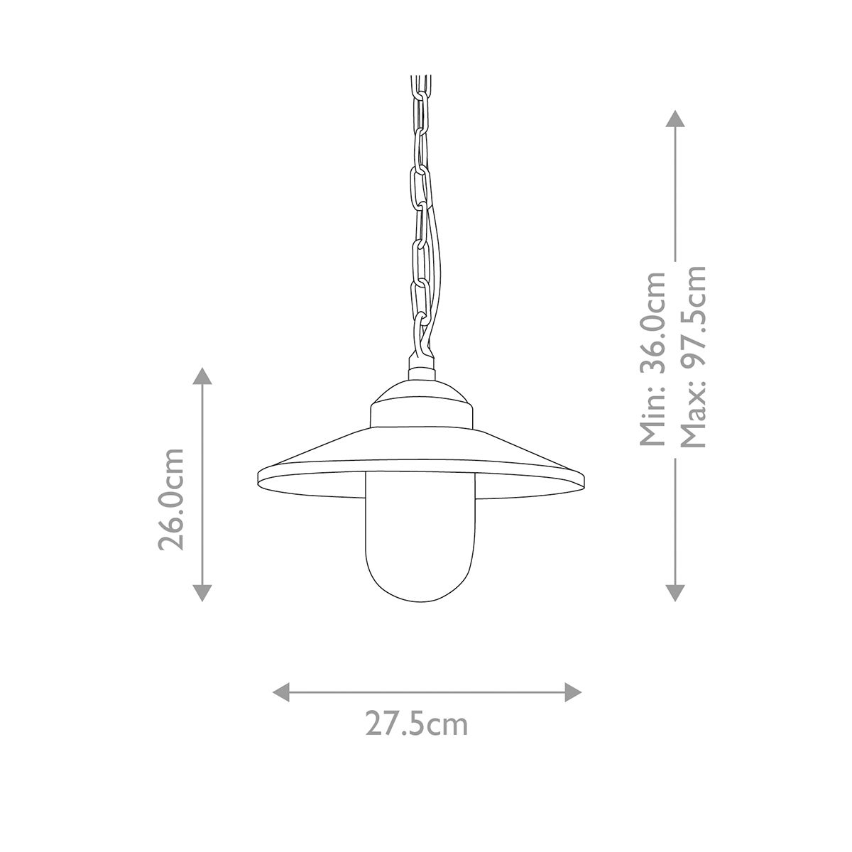 Klampenborg 1 Light Chain Lantern - Black - Comet Lighting