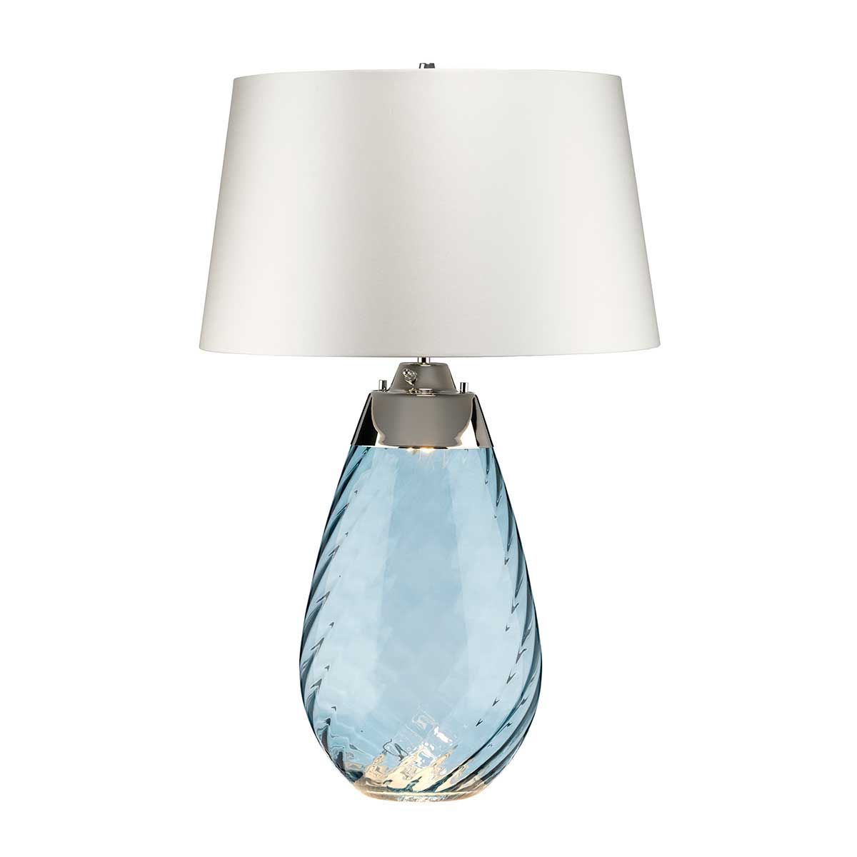Lena 2 Light Large Blue Table Lamp with Off-white Shade - Comet Lighting