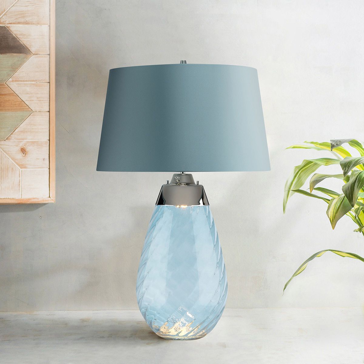 Lena 2 Light Large Blue Table Lamp - Comet Lighting