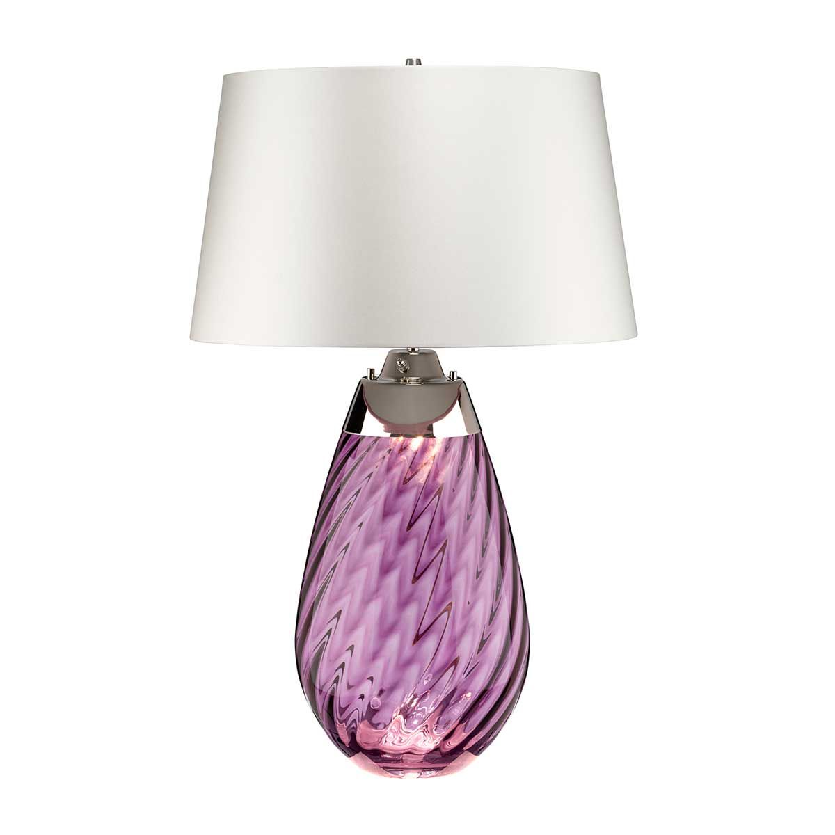 Lena 2 Light Large Plum Table Lamp with Off-white Shade - Comet Lighting