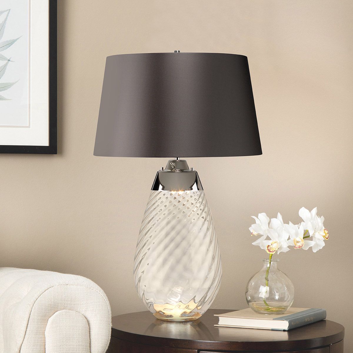 Lena 2 Light Large Smoke Table Lamp - Comet Lighting