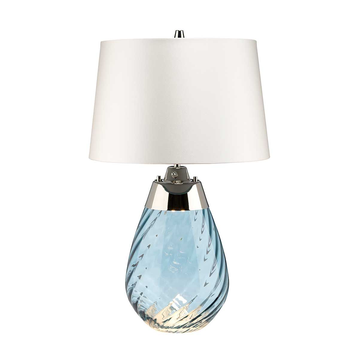 Lena 2 Light Small Blue Table Lamp  with Off-white Shade - Comet Lighting