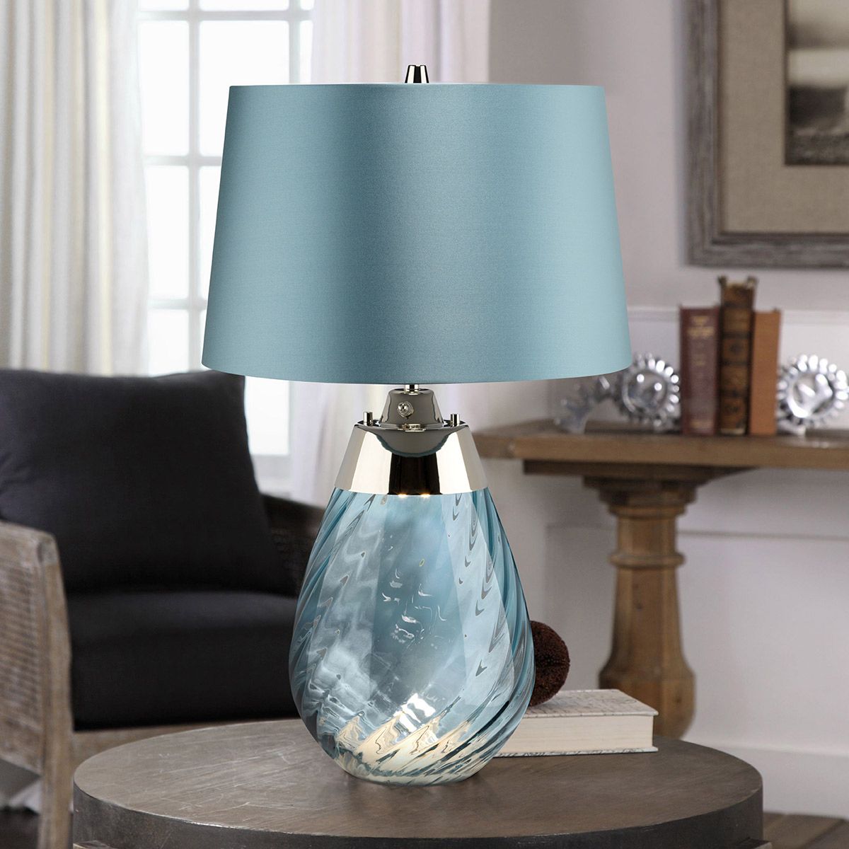 Lena 2 Light Small Blue Table Lamp - Comet Lighting