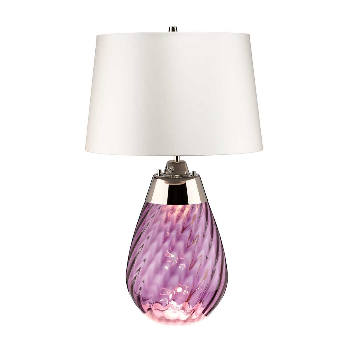 Lena 2 Light Small Plum Table Lamp with Off-white Shade - Comet Lighting