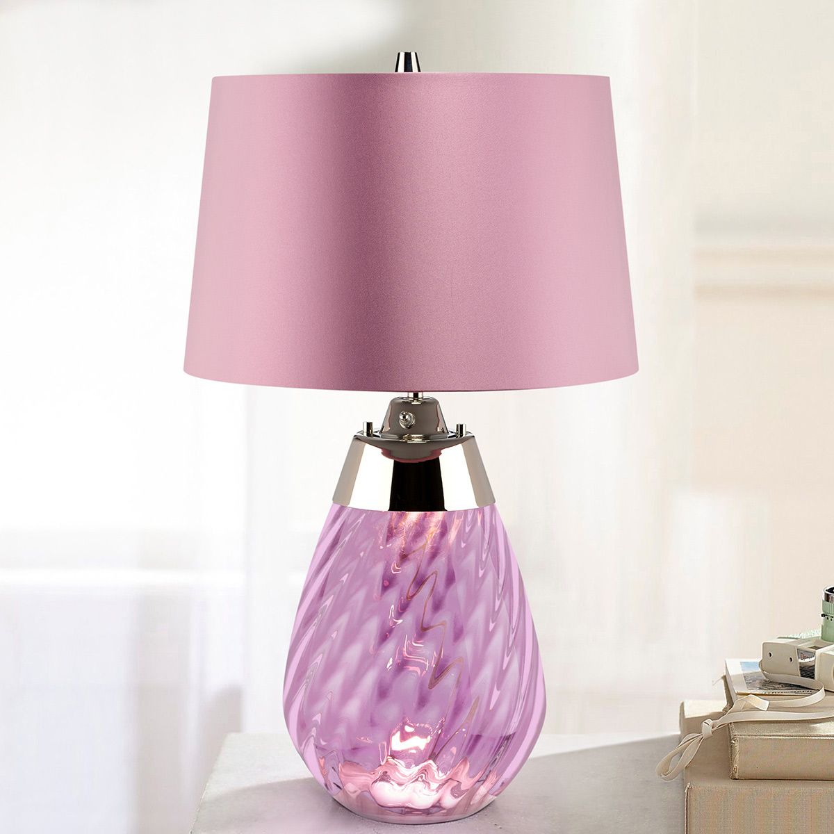 Lena 2 Light Small Plum Table Lamp - Comet Lighting