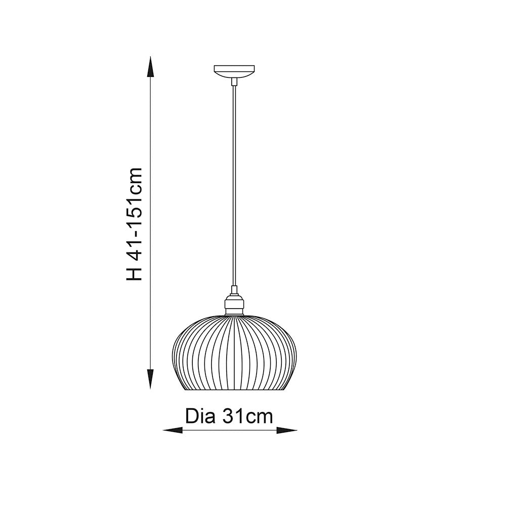 Terek Medium Pendant Ceiling Light Bright Nickel w/ Clear Ribbed Glass - Comet Lighting