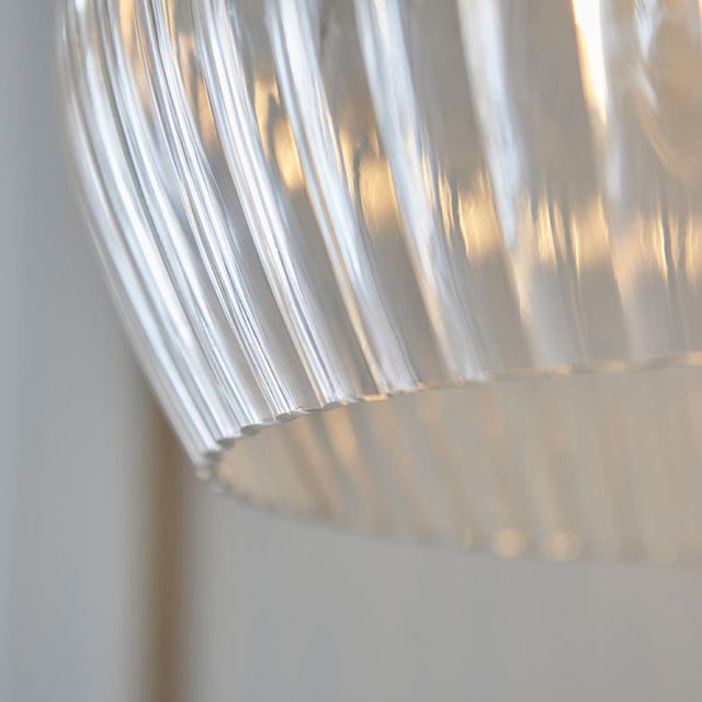 Terek Medium Pendant Ceiling Light Bright Nickel w/ Clear Ribbed Glass