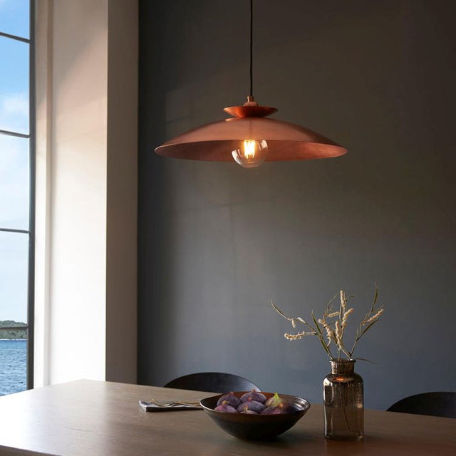 Spree Disc Pendant Ceiling Light Copper Hammered