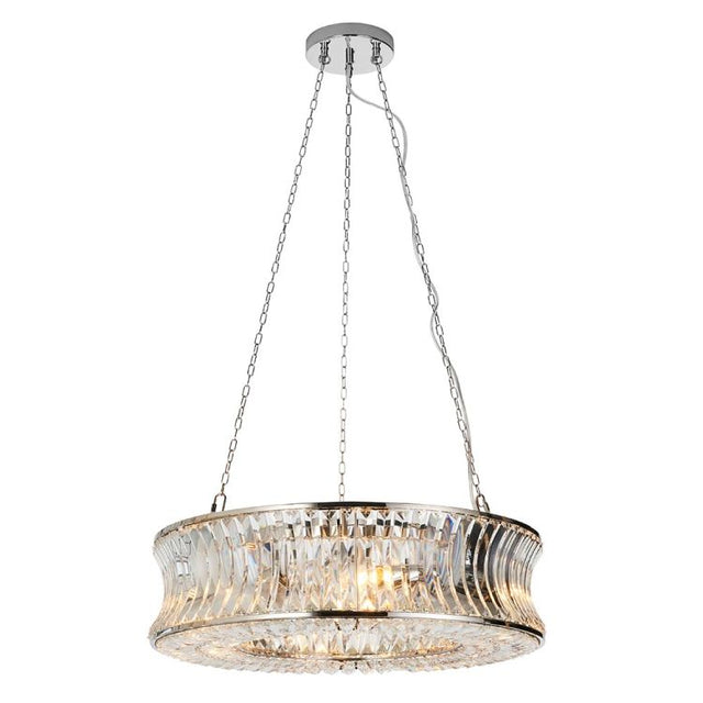 Tirso 6Lt Chandelier Bright Nickel w/ Concave Clear Glass