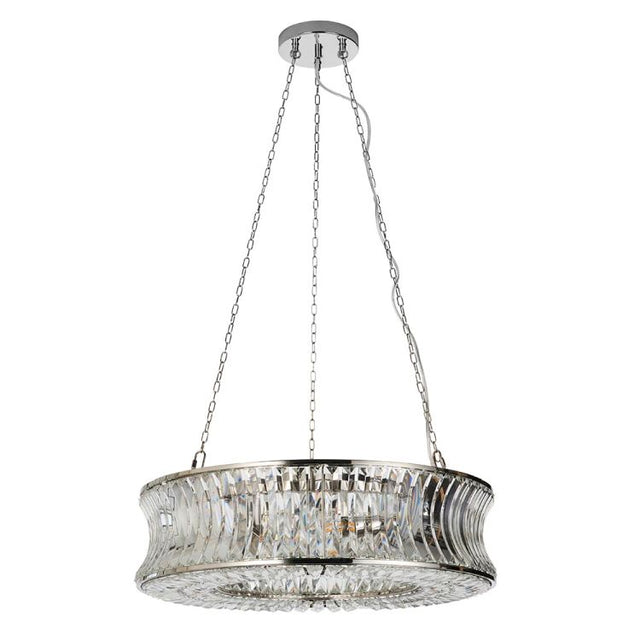 Tirso 6Lt Chandelier Bright Nickel w/ Concave Clear Glass