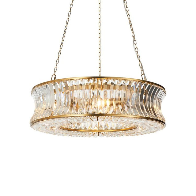 Tirso 6Lt Pendant Ceiling Light Brushed Warm Brass w/ Concave Clear Glass