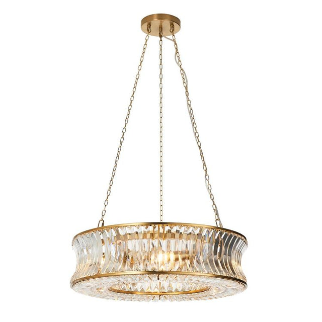 Tirso 6Lt Chandelier Brushed Warm Brass w/ Concave Clear Glass