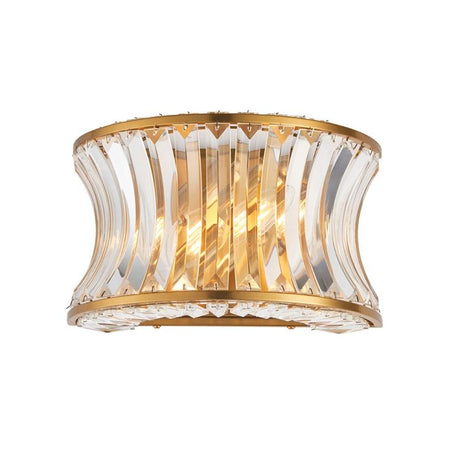Tirso 2Lt Wall Light Brushed Warm Brass w/ Concave Clear Glass