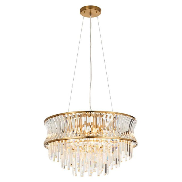 Tirso 9Lt Chandelier Brushed Warm Brass w/ Concave Clear Glass