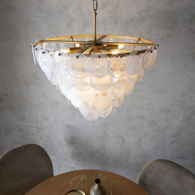 Discus 9Lt Tiered Pendant Ceiling Light White