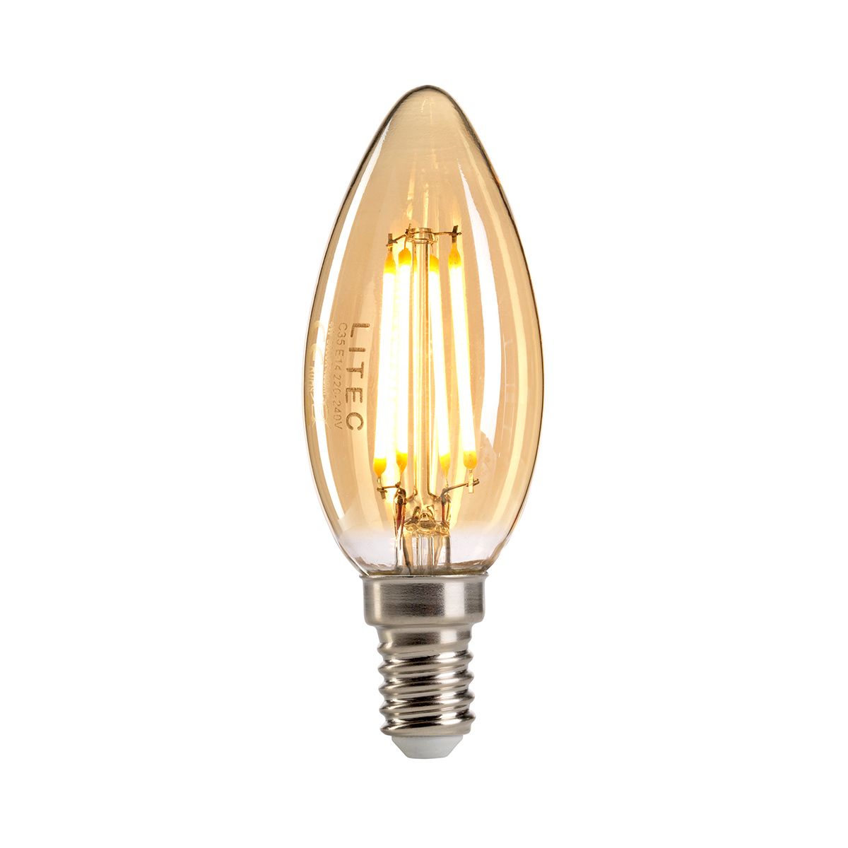 Litec Candle Style Amber E14 Lamp - Comet Lighting
