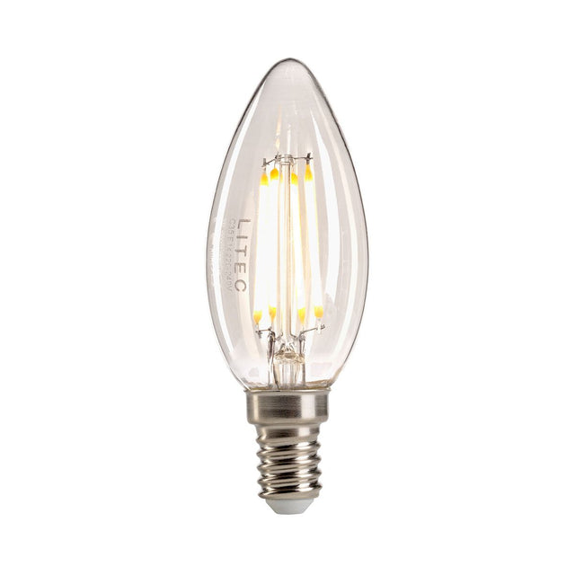 Litec Candle Style Clear E14 Lamp - Comet Lighting