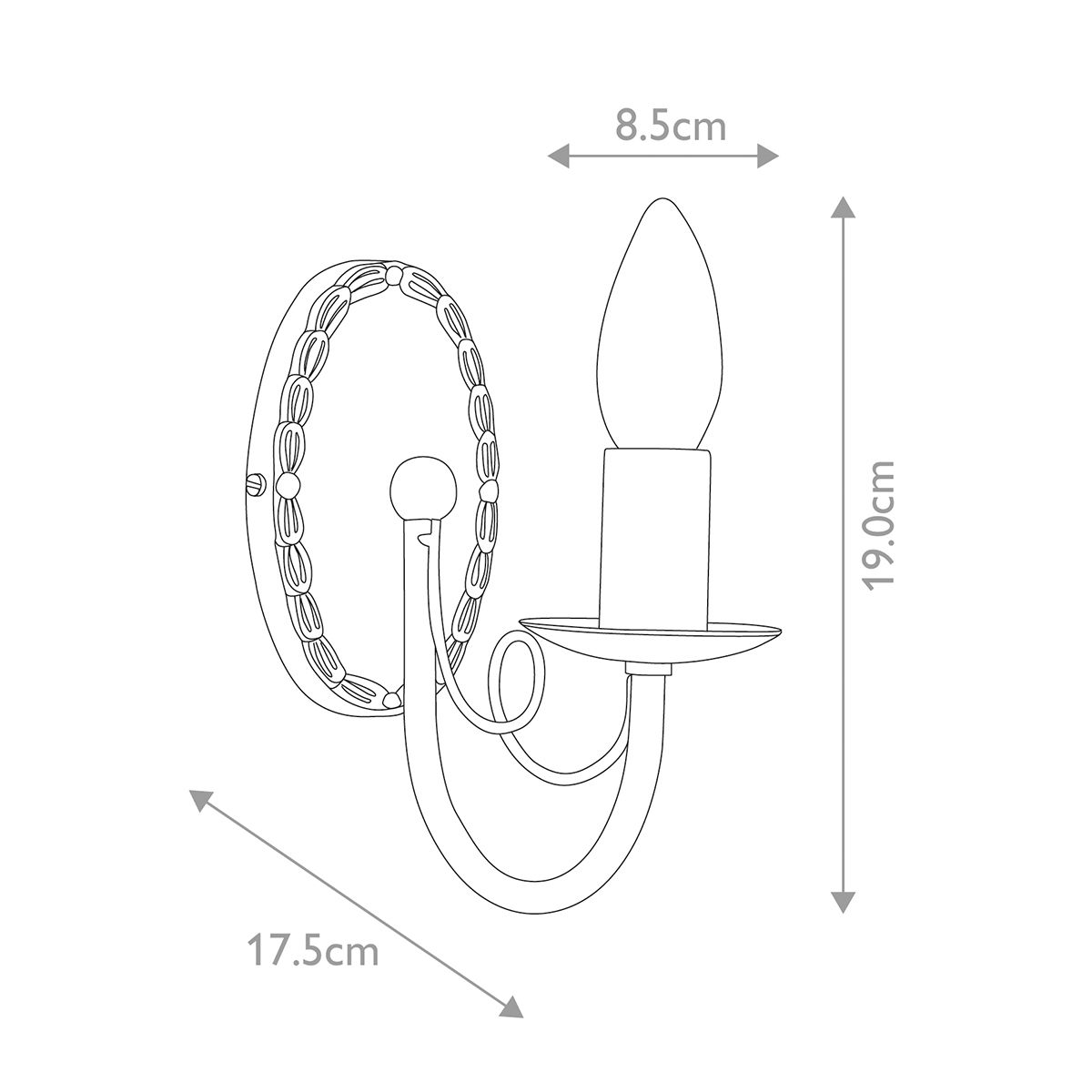 Minster 1 Light Wall Light - Black - Comet Lighting