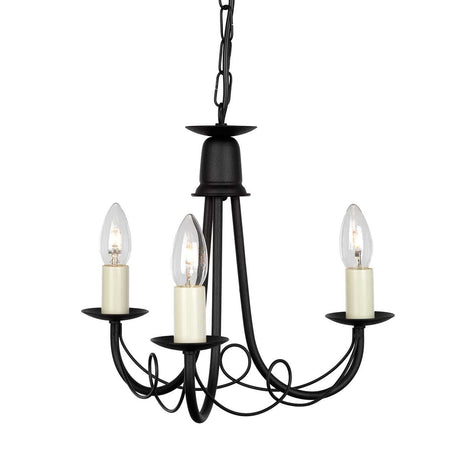 Minster 3 Light Chandelier - Black - Comet Lighting