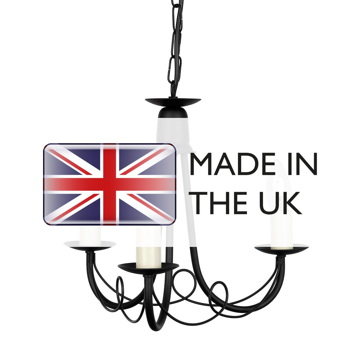 Minster 3 Light Chandelier - Black - Comet Lighting