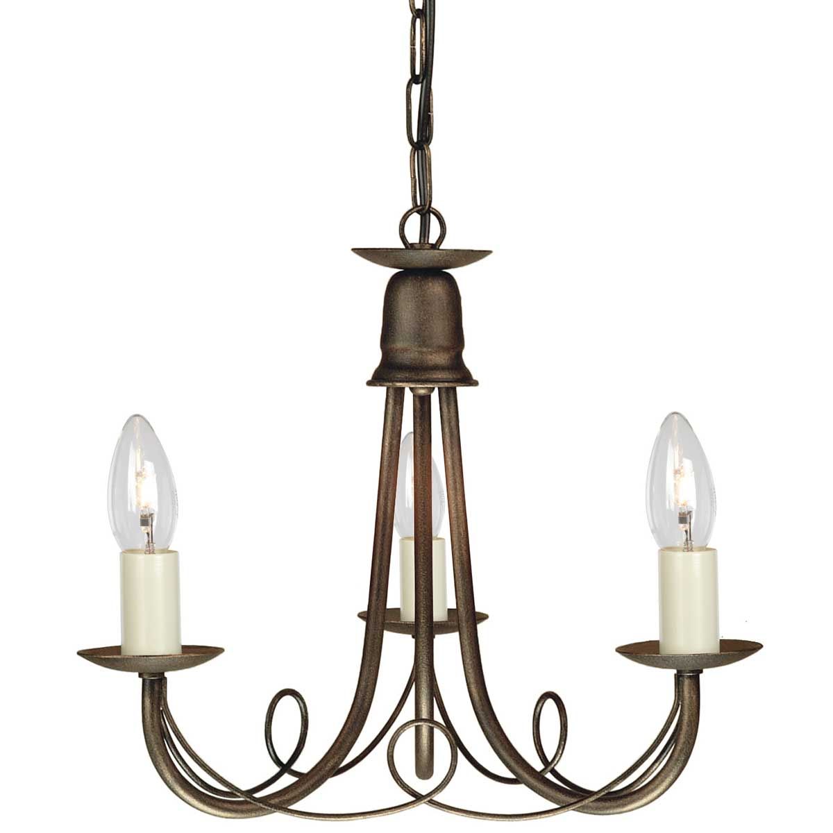 Minster 3 Light Chandelier - Black/Gold - Comet Lighting