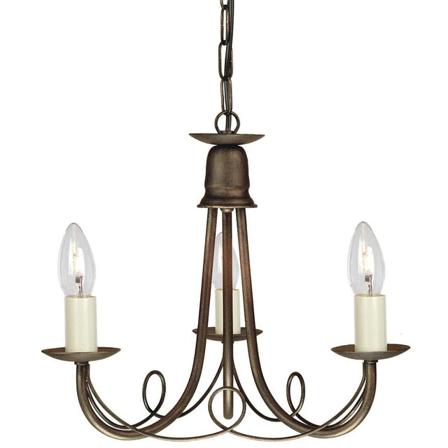 Minster 3 Light Chandelier - Black/Gold - Comet Lighting